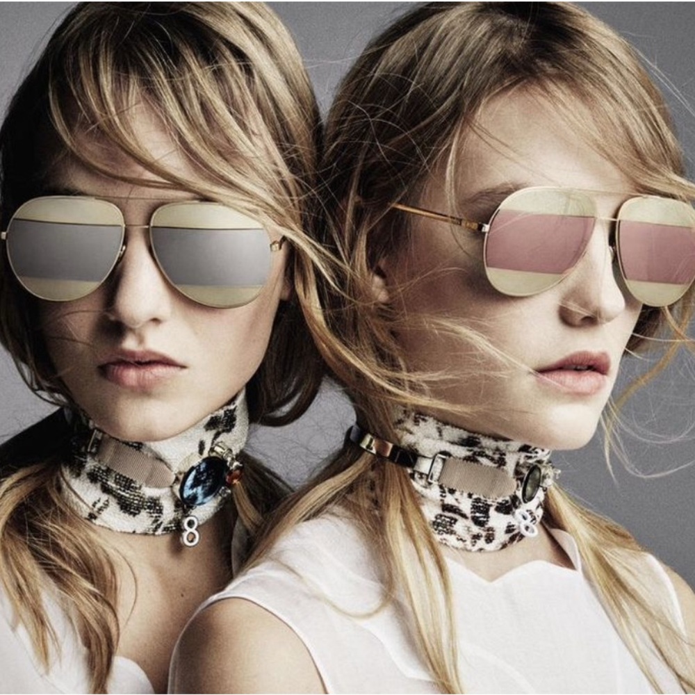 Gold and Pink Oversized Aviator SunglassesDior Split